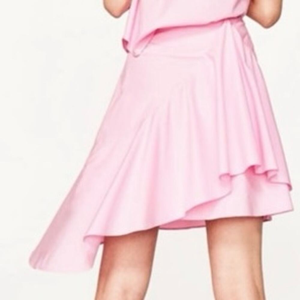 Zara ZARA Asymmetrical pink cotton ruffle skirt size M